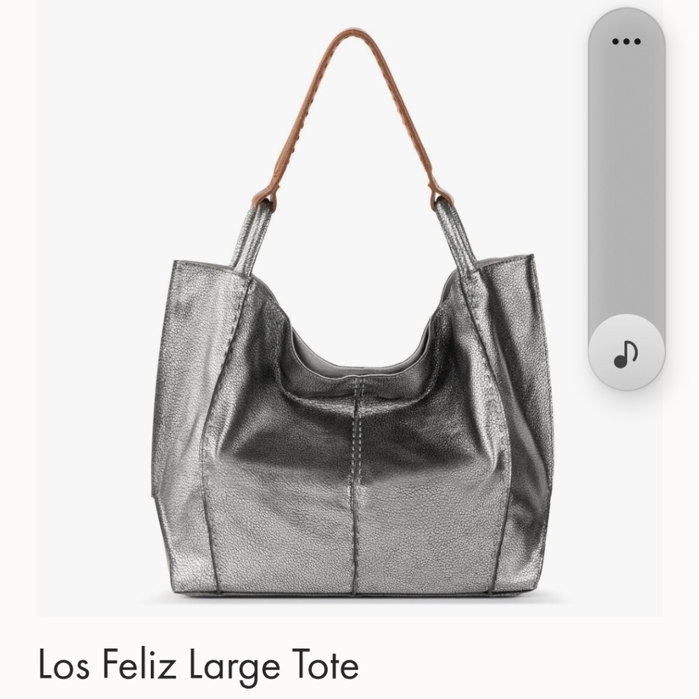 The Sak Metallic Silver Tote with Tan Handles, Los Feliz Large Tote, Never Used! - Picture 2 of 9